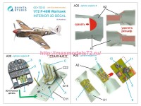 QD+72212   3D Декаль интерьера кабины P-40M Warhawk (Academy) (с 3D-печатными деталями) (attach3 89317)